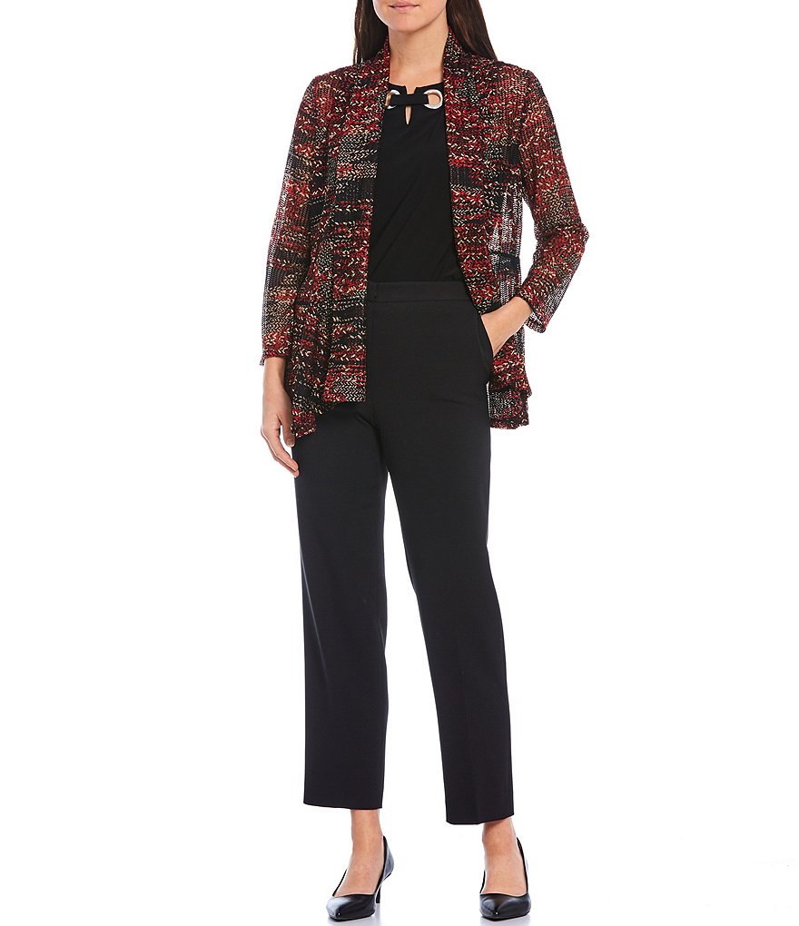 Kasper Stretch Crepe Elastic Back Flat Front Ankle Pants