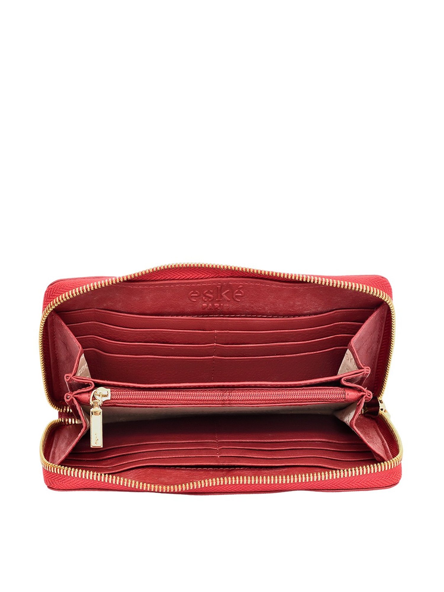 Eske Lisette Red Color Block Zip Around Wallet for Women