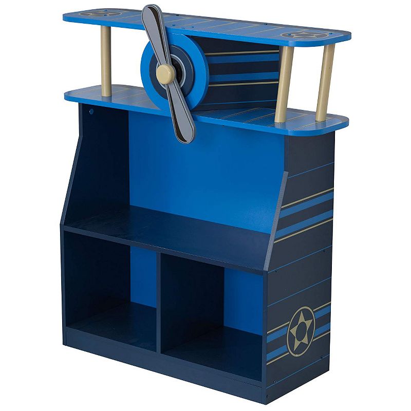 KidKraft 76270 Toddler Kids Airplane Wooden 4 Shelf Book/Toy Bookshelf Bookcase, Blue