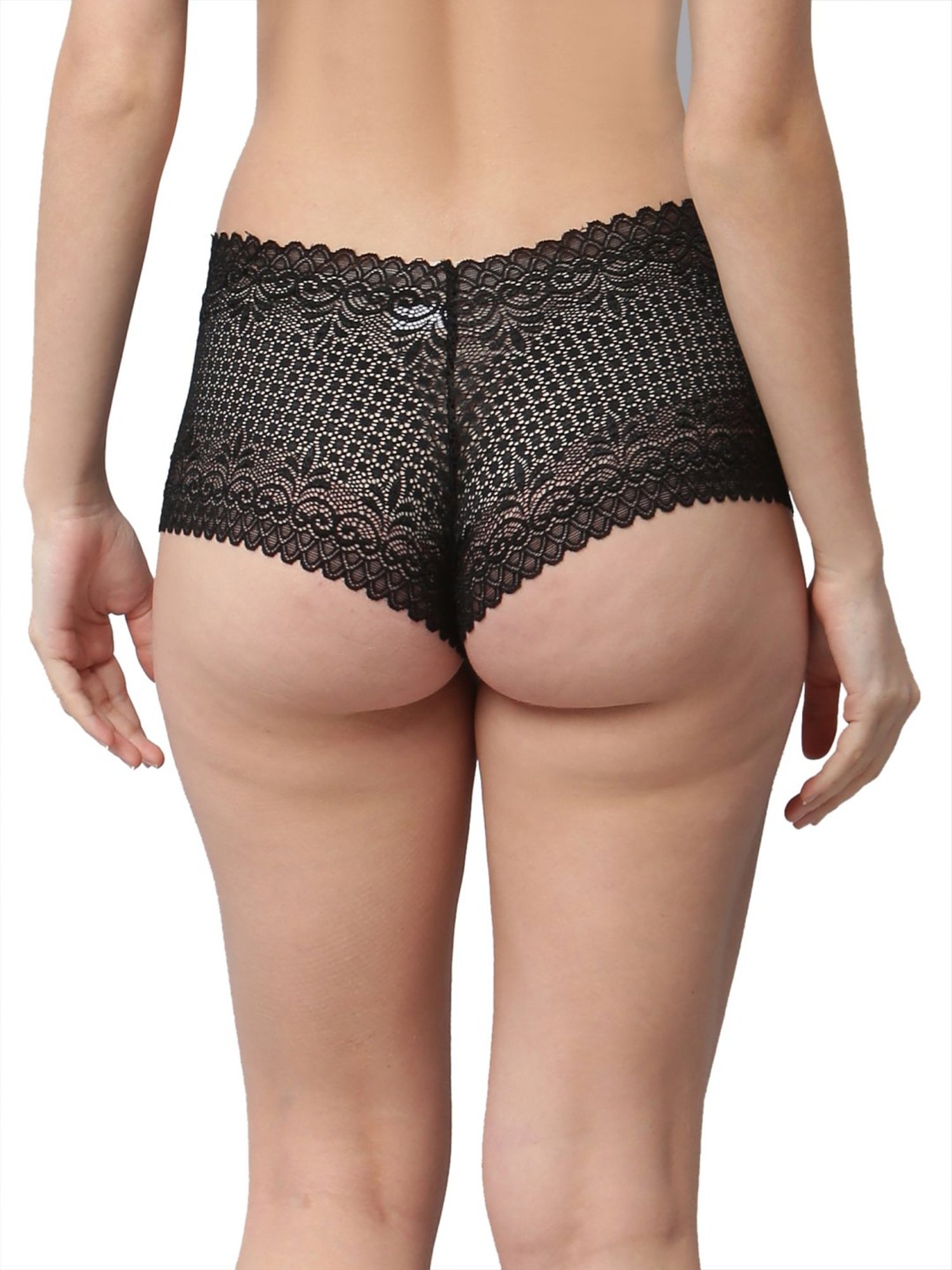 Cukoo Black Lace Work Boyshorts Panties - Pack Of 3
