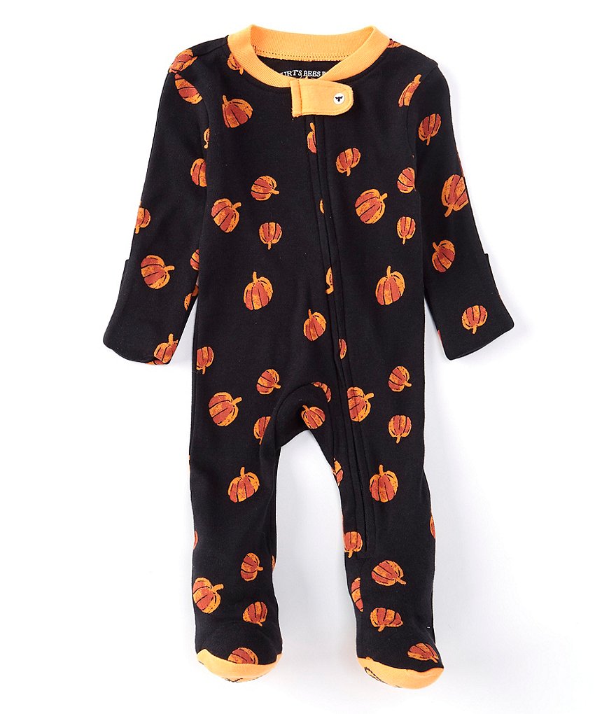 Burt's Bees Baby Newborn-9 Months Long-Sleeve Pumpkin Spice Sleep & Play Organic Footed Coverall