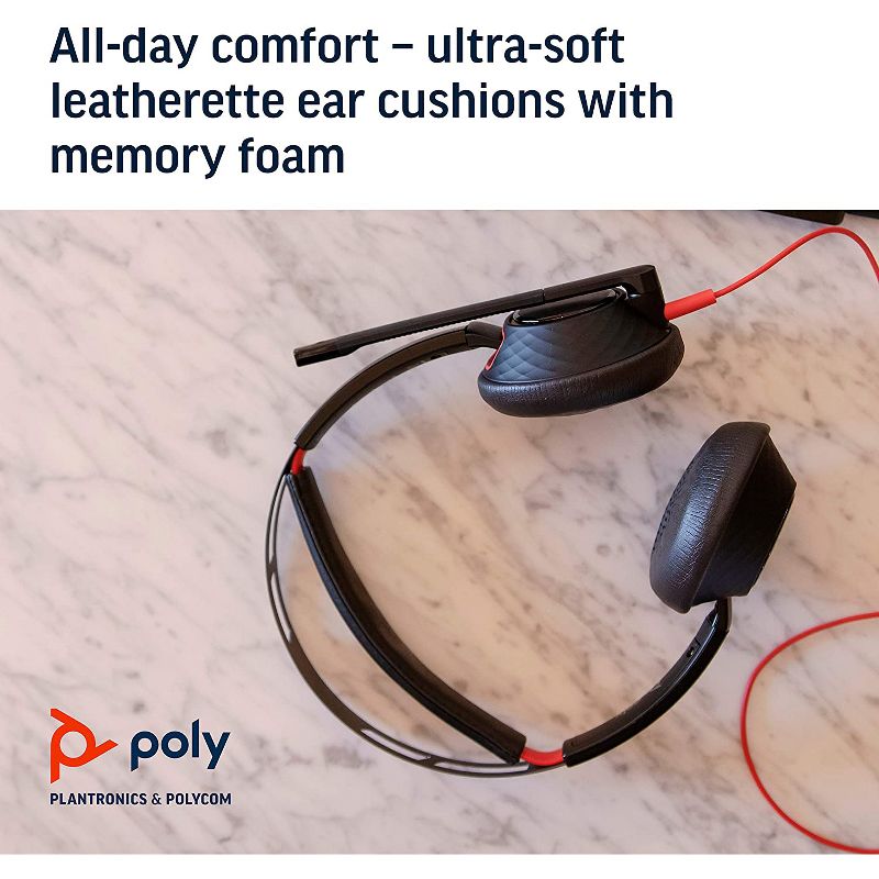 Plantronics Blackwire C5220 - Wired, Dual-Ear (Stereo) Headset with Boom Mic - USB-A, 3.5 mm to connect to your PC, Mac, Tablet and / or Cell Phone