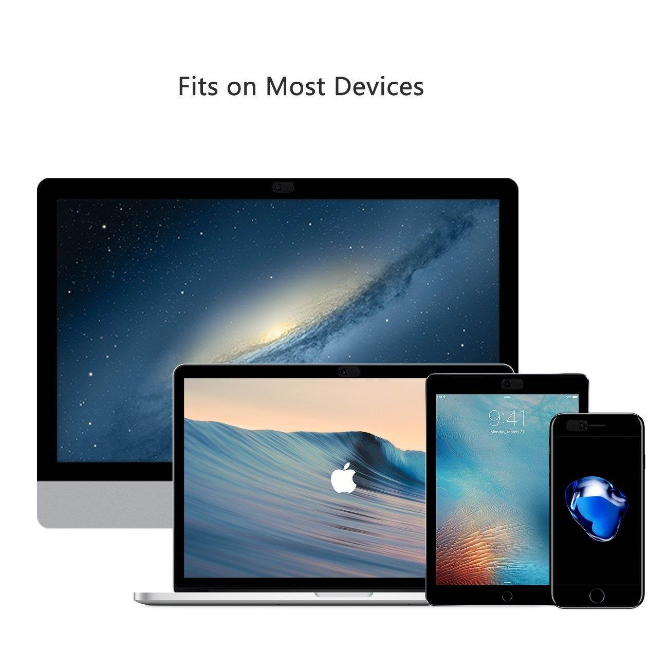 Webcam Cover 0.7mm Thin - Web Camera Cover fits Laptop, Desktop, PC, Macboook Pro, iMac, Mac Mini, Computer, Smartphone, Protect Your Privacy and Security, Strong Adhensive (Black(6pack))