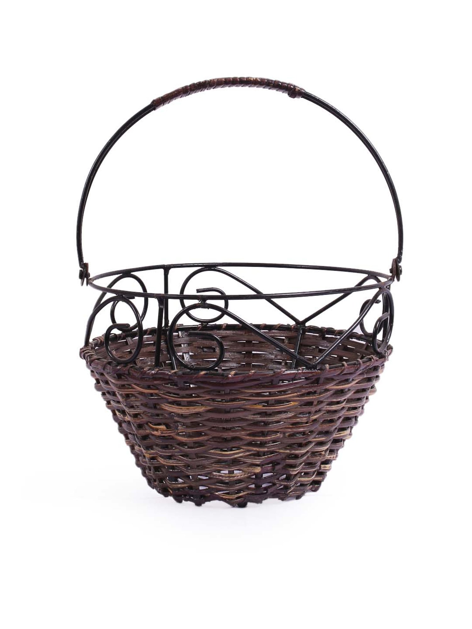 VarEesha Brown Bamboo Wicker Mutipurpose Basket with Handle - Set of 1