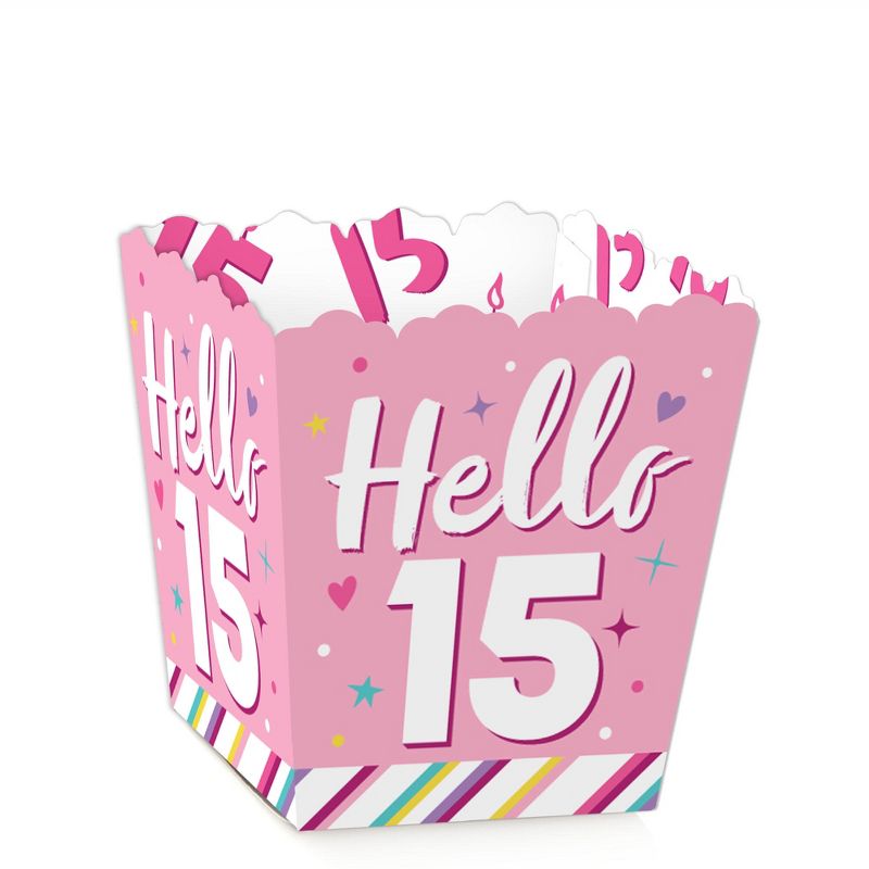 Big Dot of Happiness Girl 15th Birthday - Party Mini Favor Boxes - Teen Birthday Party Treat Candy Boxes - Set of 12
