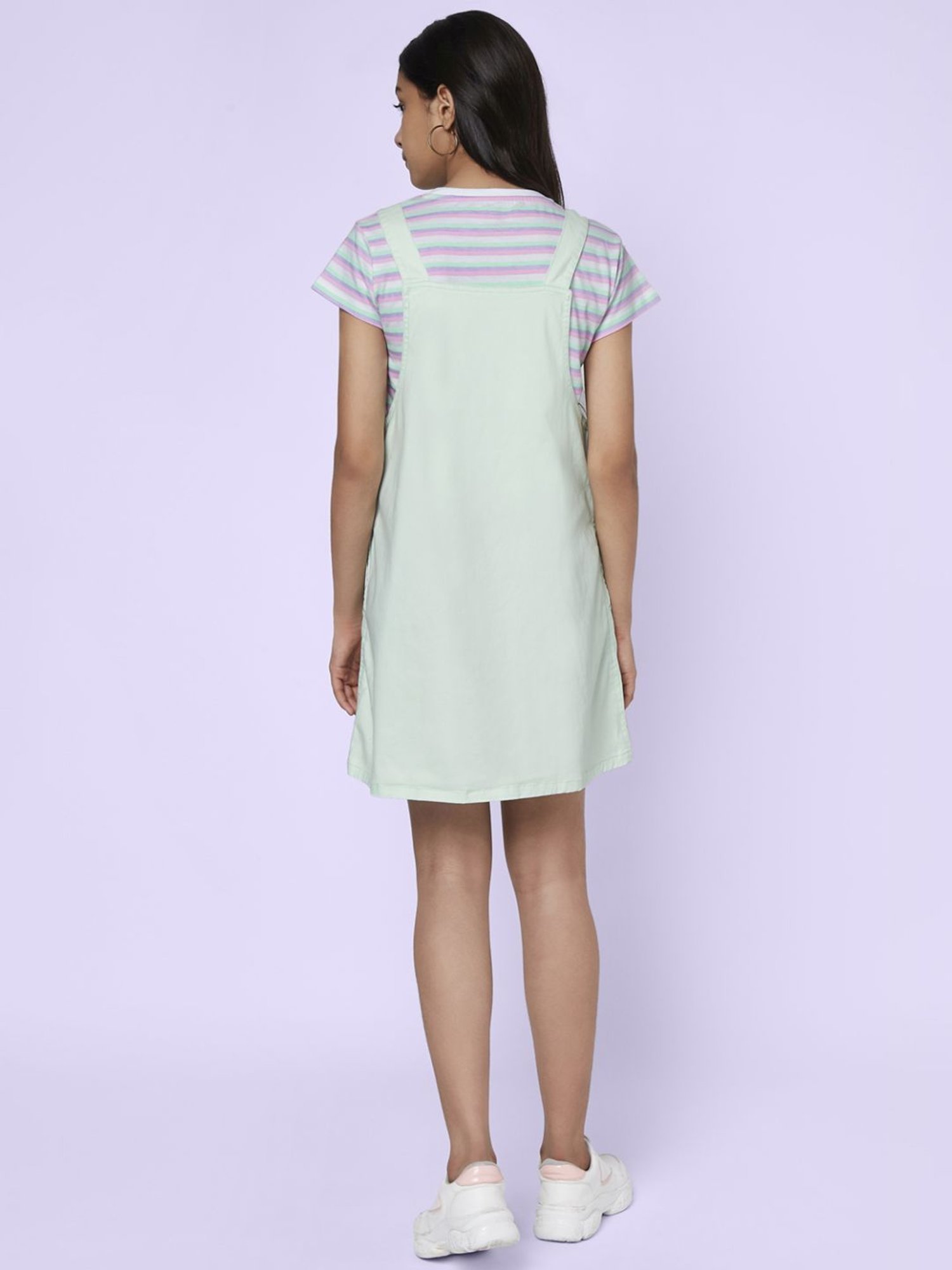 Coolsters by Pantaloons Kids Green Cotton Striped Dungaree Set