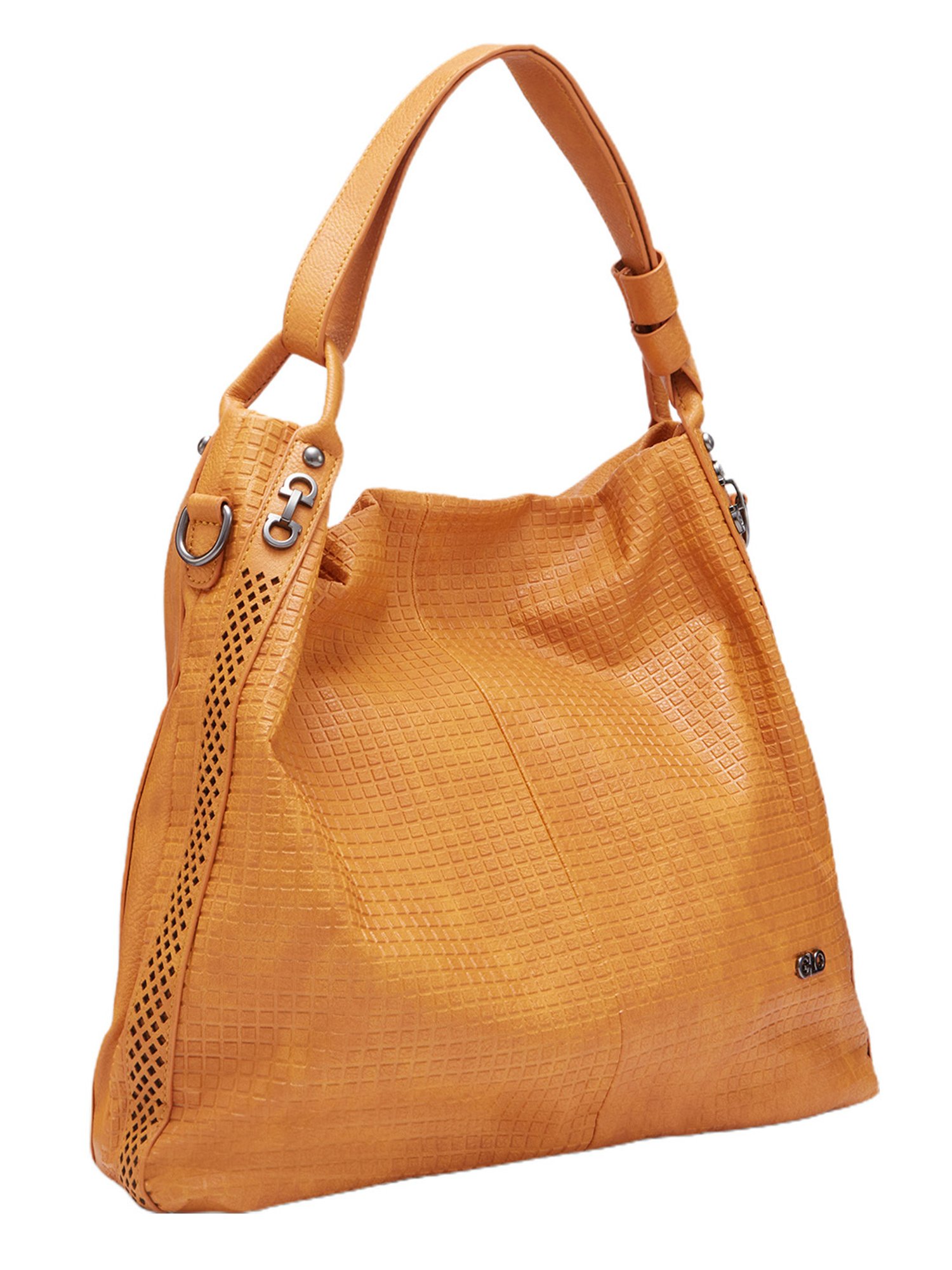 Globus Women Mustard Textured Vegan Leather Hobo Bag