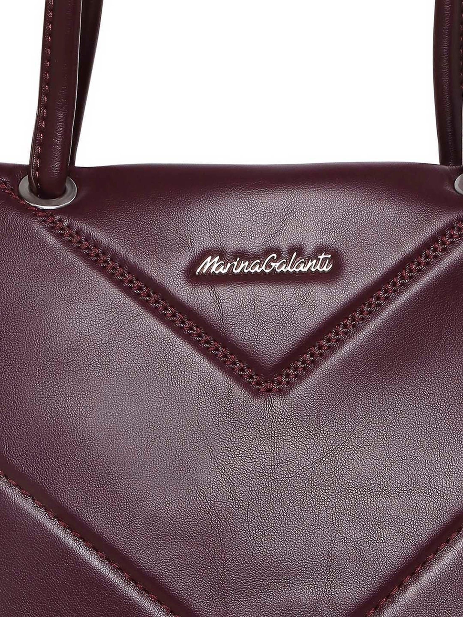 Marina Galanti Maroon Quilted Medium Tote Handbag
