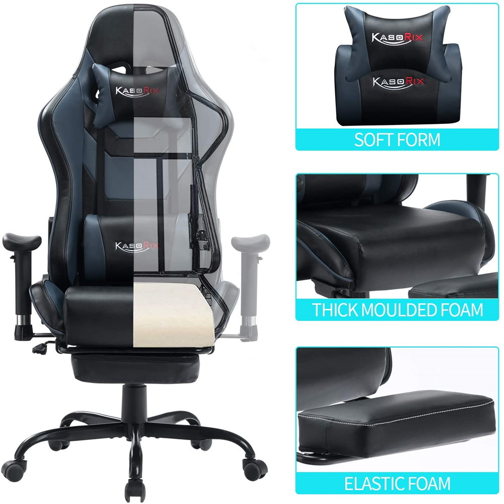KASORIX Ergonomic Gaming Chair High Back Racing Chair with Footrest Massage Computer Gaming Chair Reclining Home Office Chair with Headrest and Lumbar Support