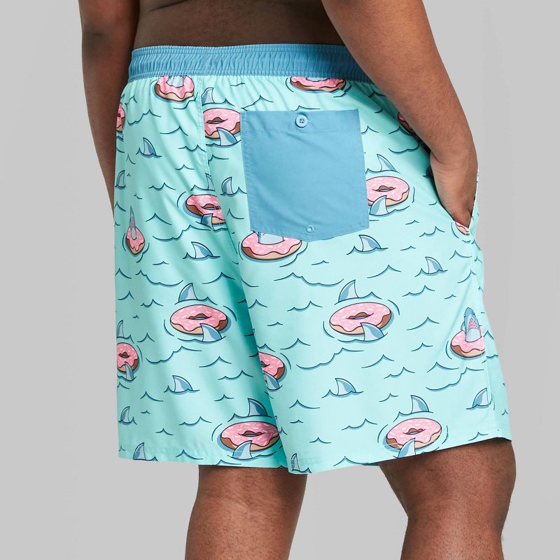 Men's Big & Tall 7" Sharkular Elastic Waist Swim Trunks - Original Use™ Blue 4XB