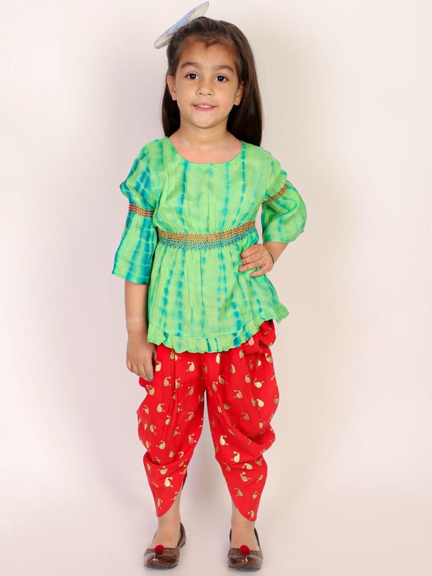 TWISHA Kids Green & Red Printed Top Set