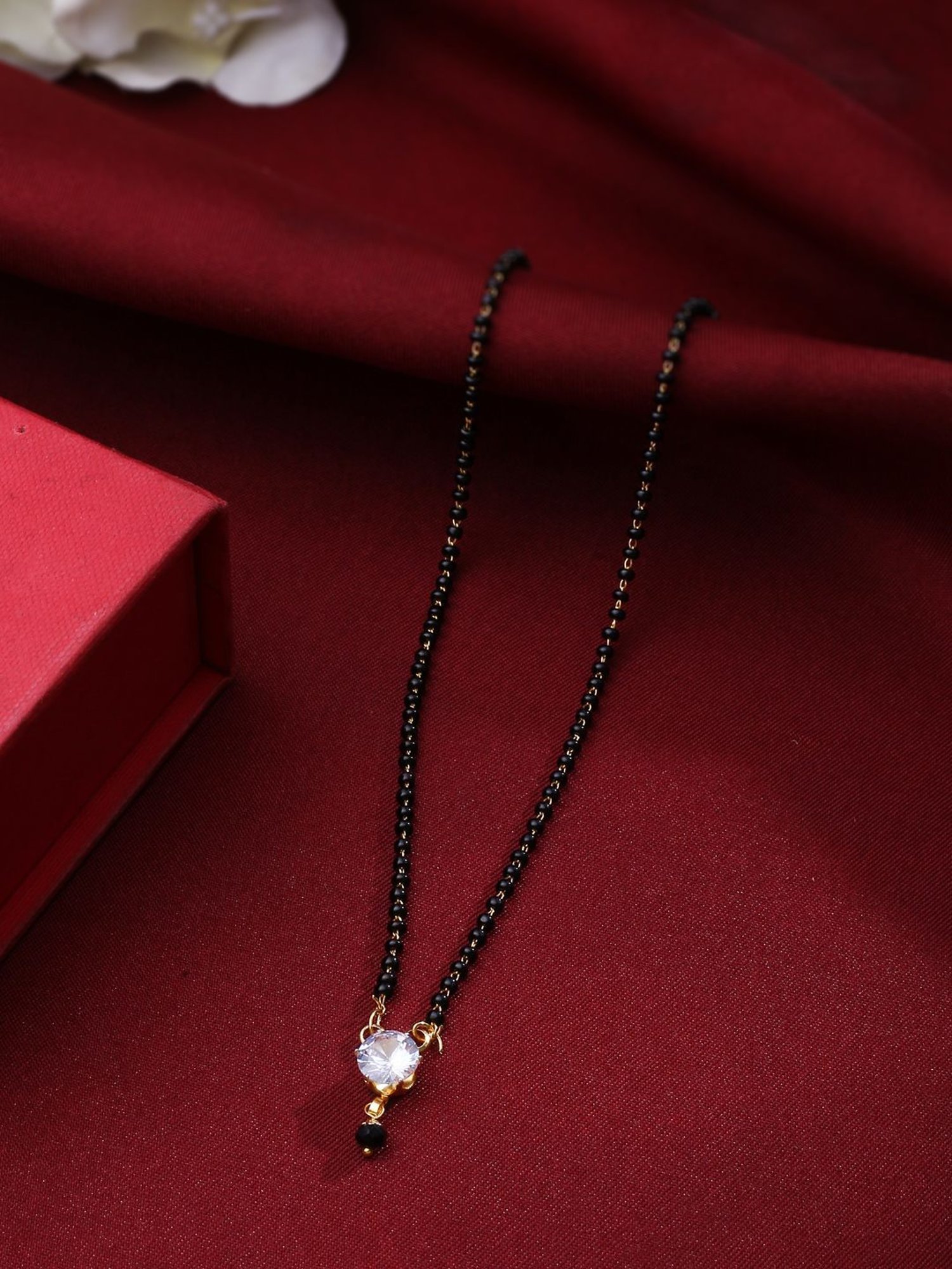 NVR Women's Gold-Plated CZ Stone-Studded & Beaded Mangalsutra - Set of 3