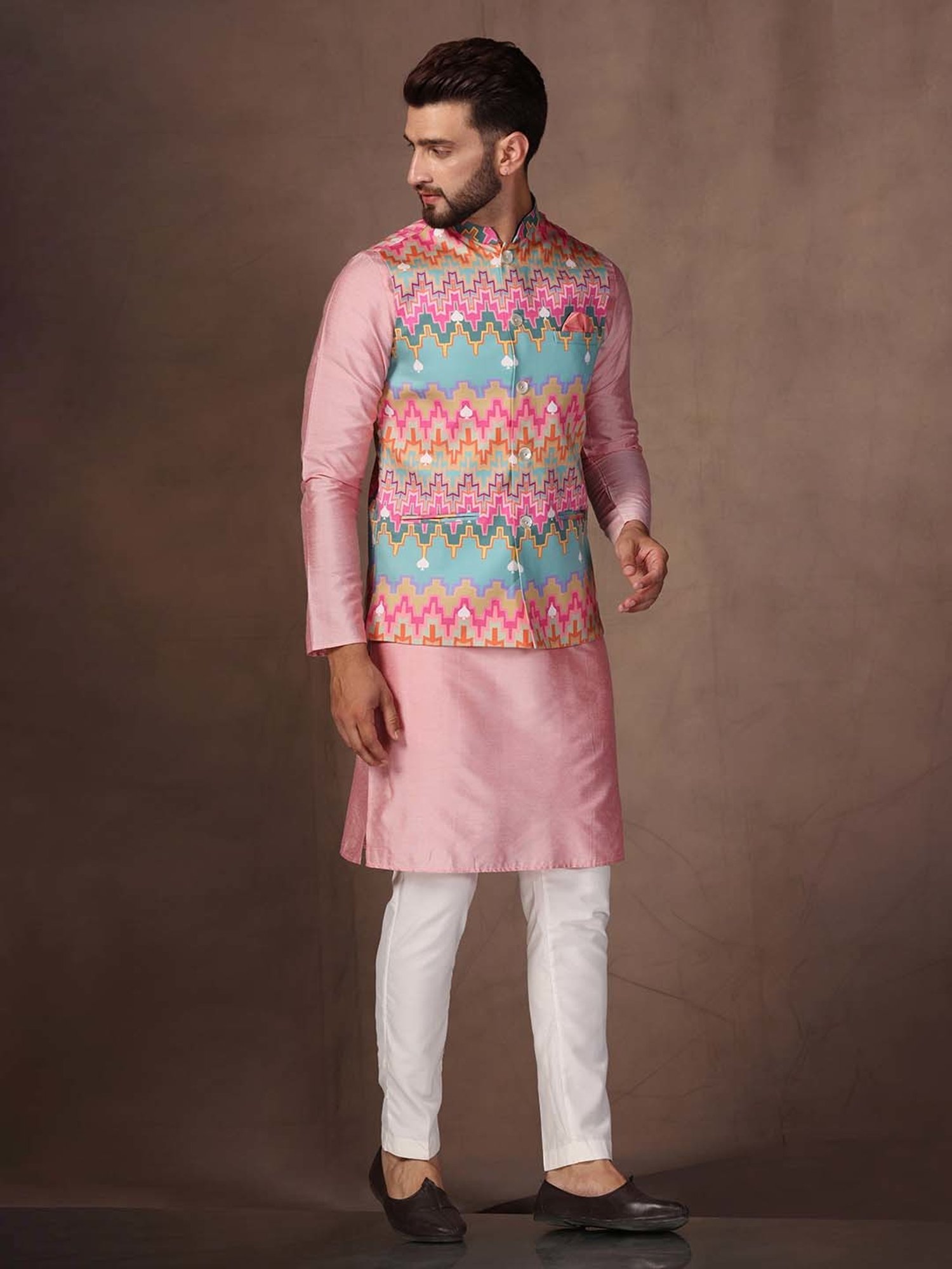 KISAH Multicolor Regular Fit Printed Nehru Jacket
