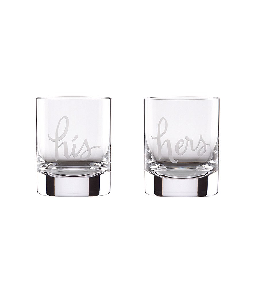 kate spade new york Two Of A Kind His & Hers Wedding Double Old-Fashioned Glass Pair