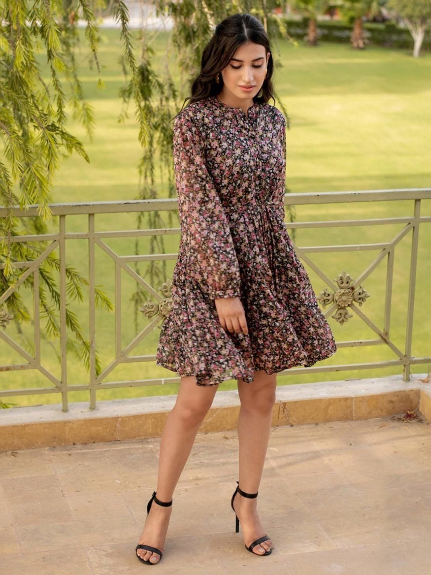 BInfinite Multi-Color Floral Tiered Dress