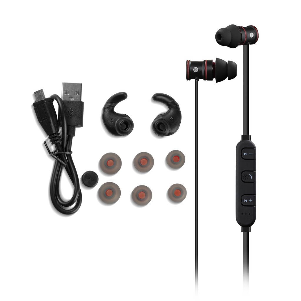 REYTID Wireless In-Ear Sports Earphones w/ In-Line Microphone & Volume Control - Heavy Bass, Magnetic Design, Sweatproof Headphones - Bluetooth Earbuds Headset Compatible with iPhone & Android