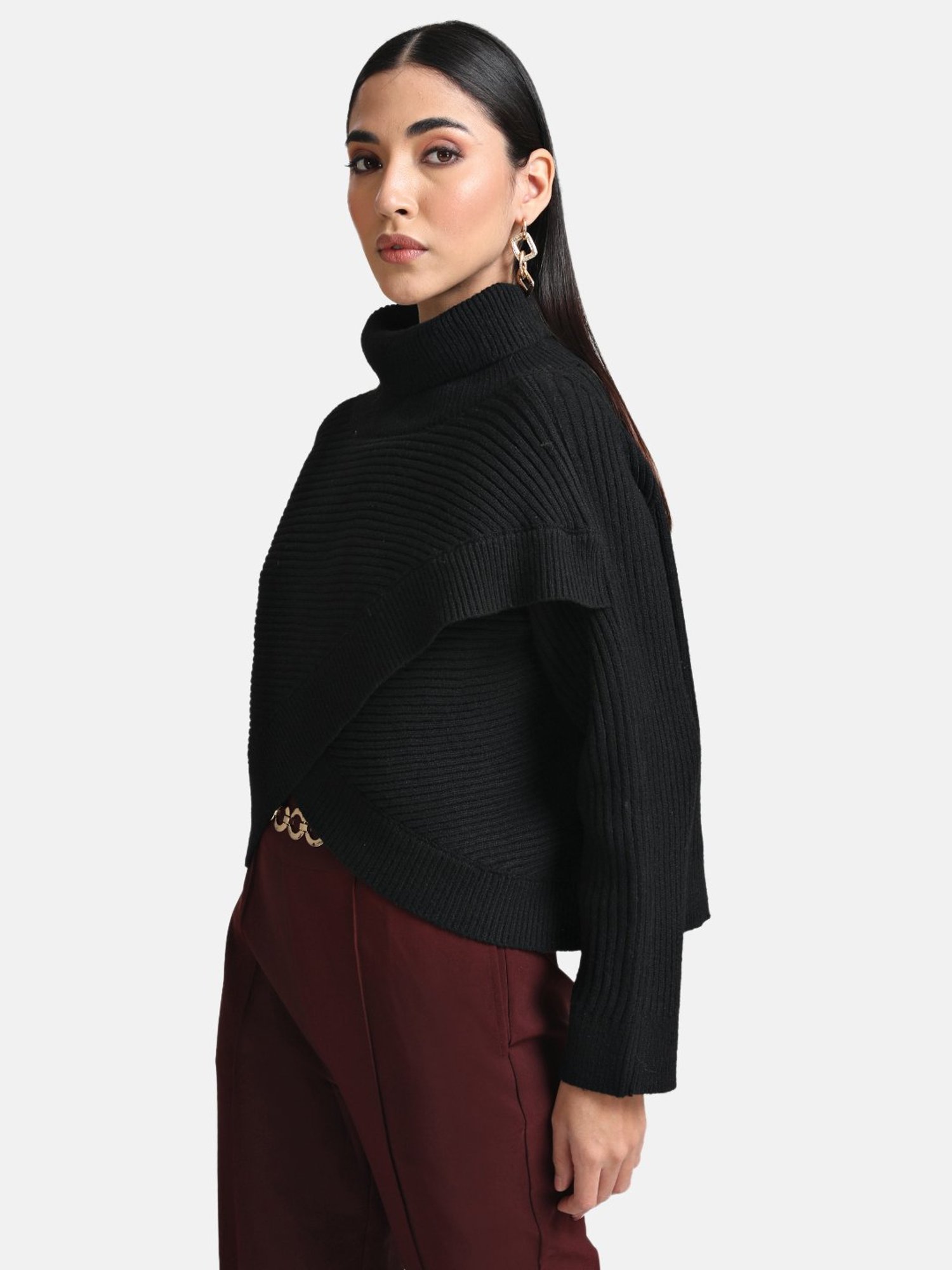 Kazo Reversible Wrap High Neck Pullover