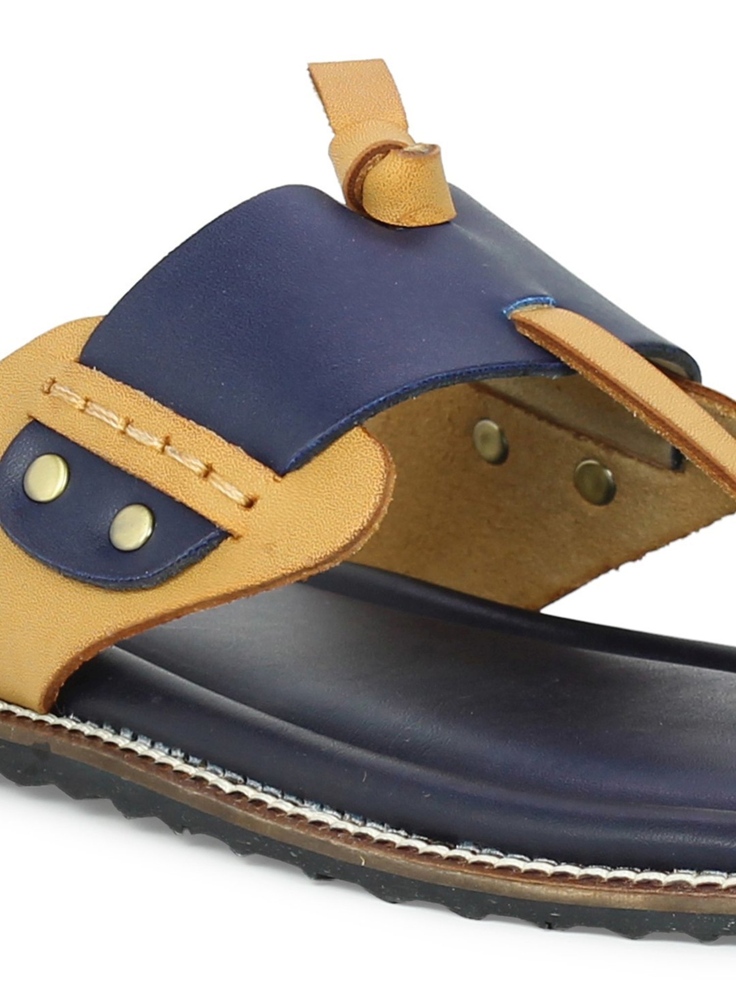 Privo by Inc.5 Men's Strapi Blue & Tan Toe Ring Sandals