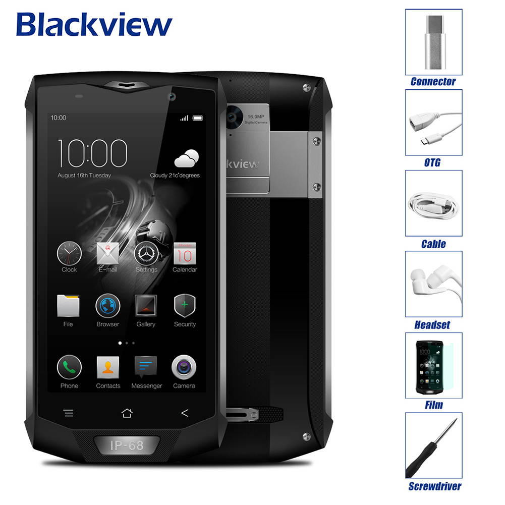 Blackview BV8000 Pro Smartphone IP68 Waterproof MT6757 Octave Core 6G RAM 64G ROM  Android 7.0 4G Phone(Gray)