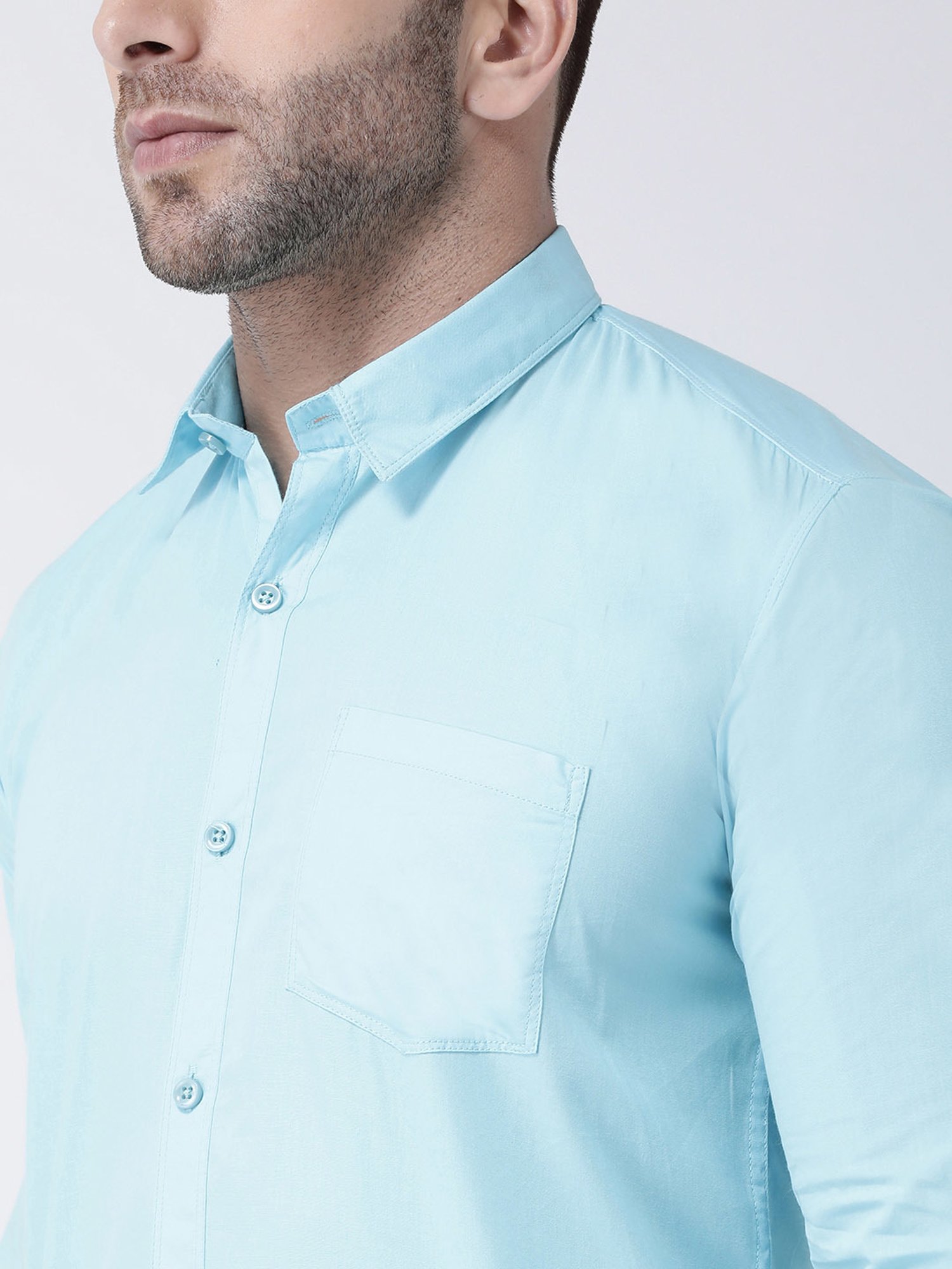 Hangup Plus Sky Blue Slim Fit Pure Cotton Shirt