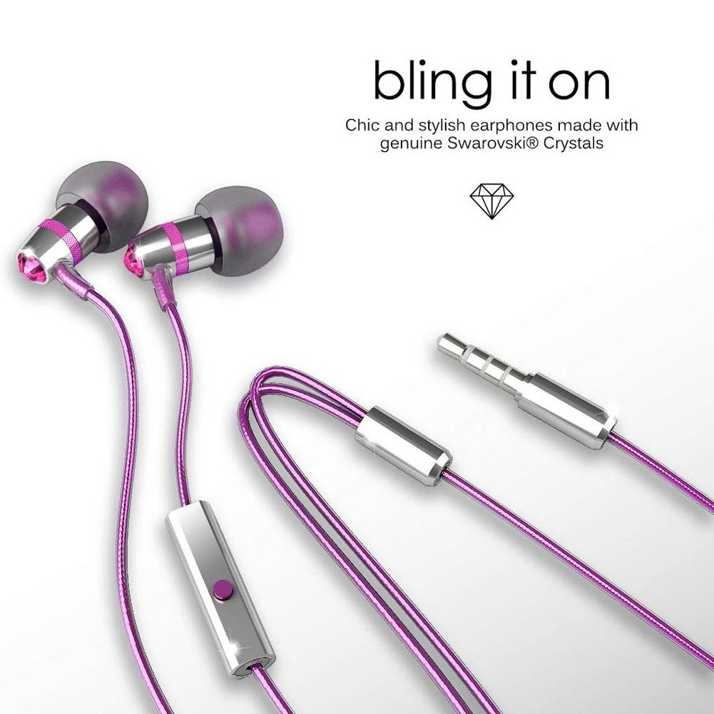 Mee audio Turquoise Blue  EP-M11J-TQ-MEE  In-Ear Headphones with Microphone Made with Swarovski Crystals