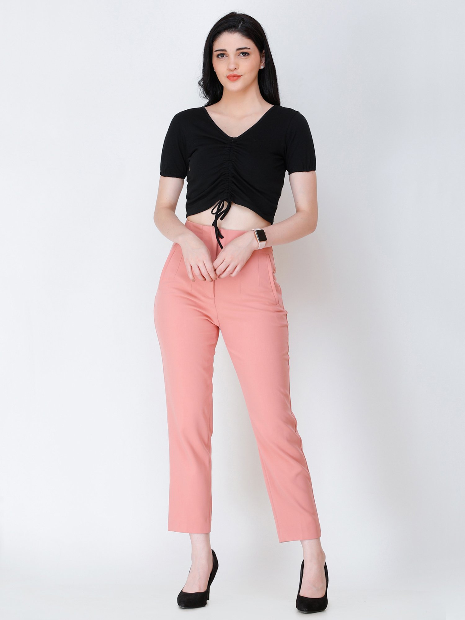 Scorpius Black Regular Fit Crop Top