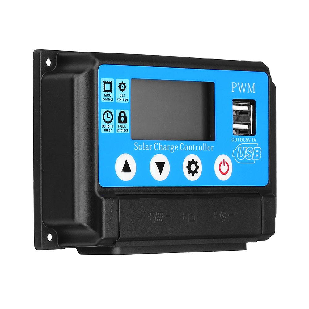 10/20/30/40/50A 12V 24V Auto Solar Panel Solar Charge Controller Battery Charge Adapter LCD USB