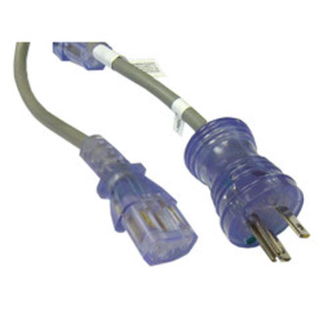 Hospital Grade Green Dot , Power Cord 16 AWG 3 SJT 6'  C13 NEMA 5-15P Hospital Grade Clear, 13A/125V