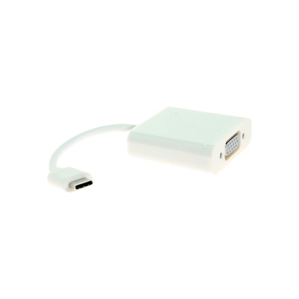 Coolgear USB C to VGA Female Adapter 6 Inches White Works with MackBook, Chromebook Pixel and Other VGA Based Displays