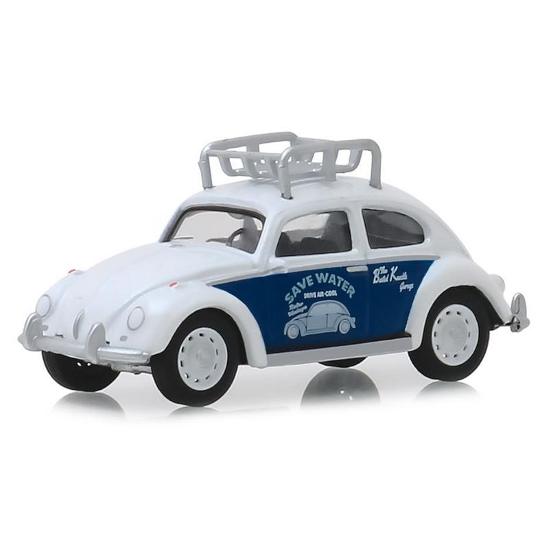 Classic Volkswagen Beetle w/Roof Rack White "Save Water" "Busted Knuckle Garage" Series 1 1/64 Diecast Car by Greenlight