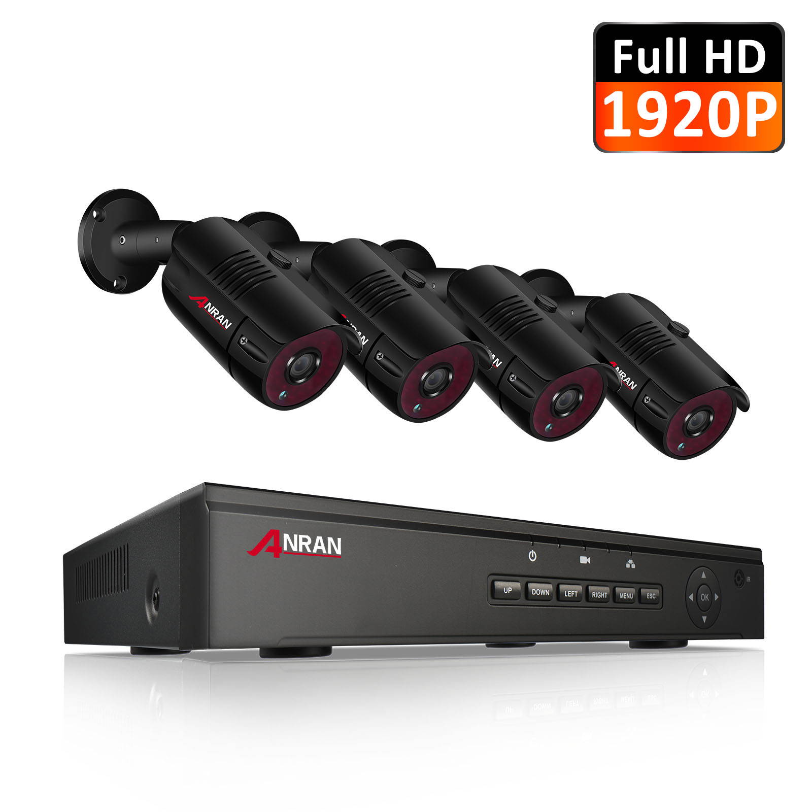 ANRAN 1920P 8 Channel Video Security Camera System,Surveillance DVR Recorder and 4 x 5.0MP Weatherproof CCTV Bullet Camera Outdoor/Indoor with Night Vision, Email Alarm, Motion Detect(No Hard Drive)