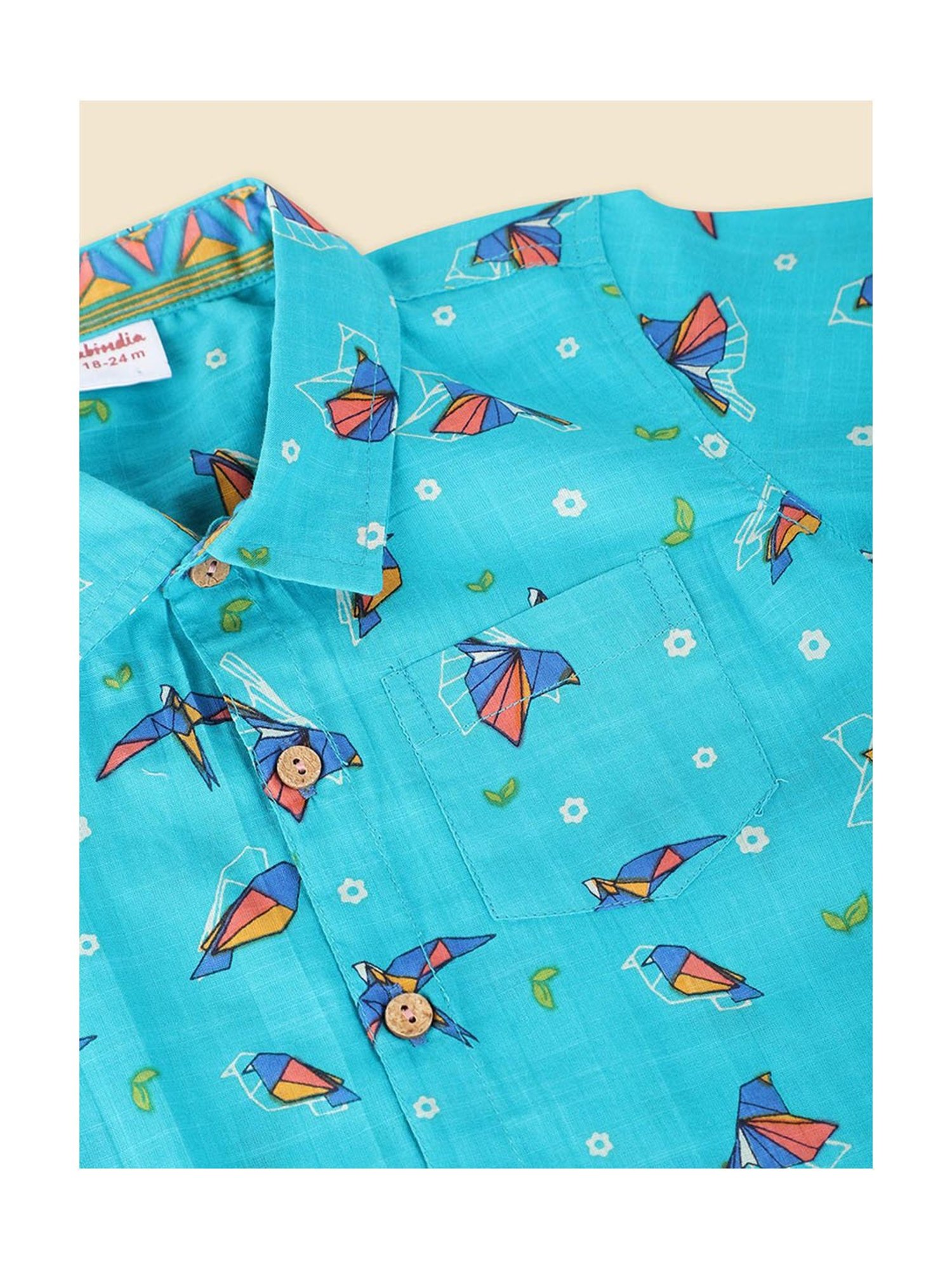 Fabindia Kids Blue Printed Shirt