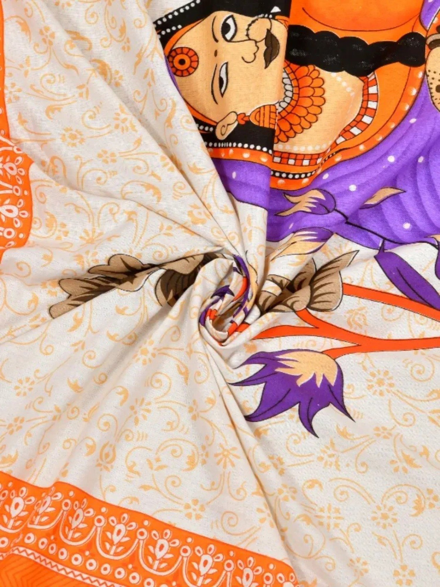 Living Roots Abstract Orange 240 TC Cotton Bedsheet with 2 Pillow Covers