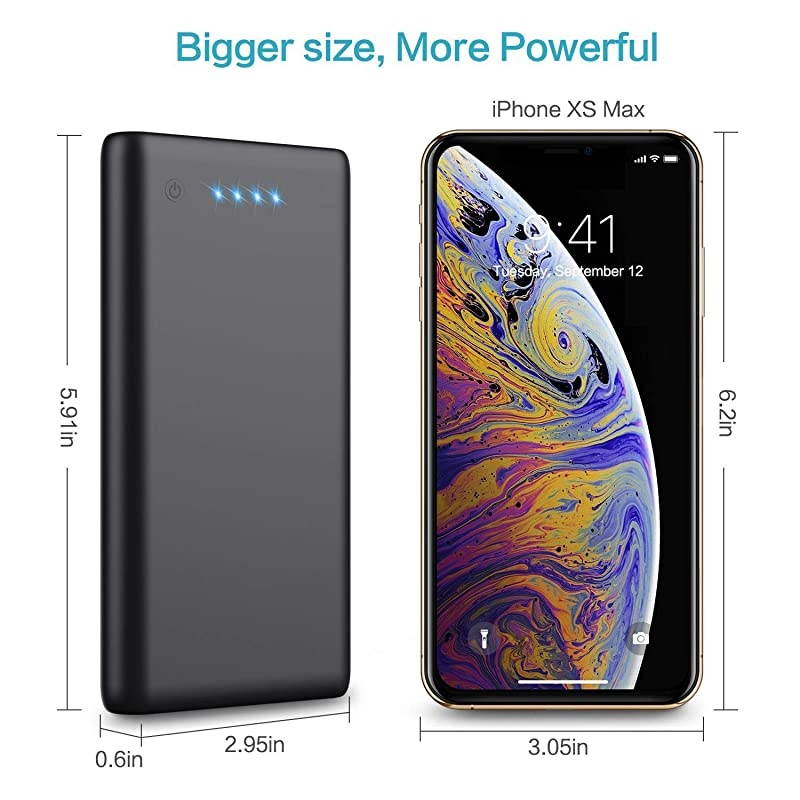 Charger 26800mAh?2020 Upgrade High Capacity?Power Bank Ultra Compact External Battery Pack Backup with 4 LED Lights,Dual USB Ports High-Speed Charging for Cell Phones, Tablet and More (Black)