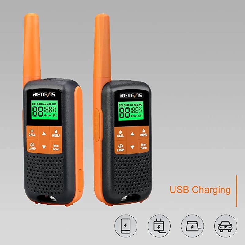 RT49 Walkie Talkie Rechargeable Long RangeWaterproof Two Way Radio AdultNOAA Alert AA VOX Flashlightfor Outdoor Hike Hunting Travel2 Pack