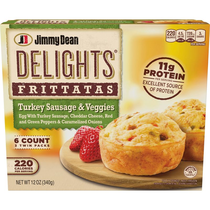 Jimmy Dean Delights Frozen Turkey Sausage & Bacon Frittatas - 6ct