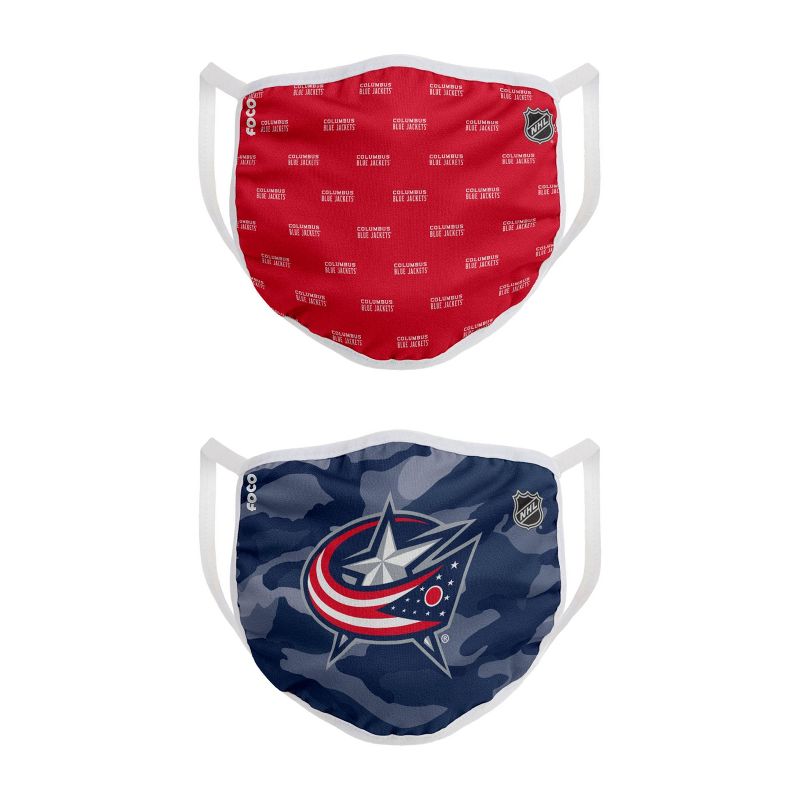NHL Columbus Blue Jackets Youth Clutch Printed Face Covering - 2pk