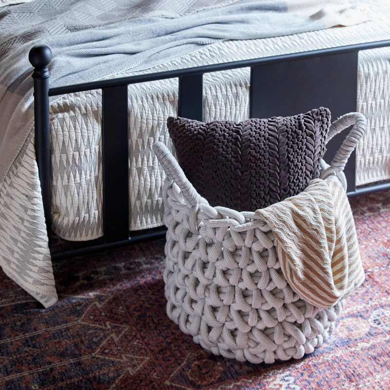 CosmoLiving by Cosmopolitan Set of 2 Coastal Fabric Storage Baskets Gray