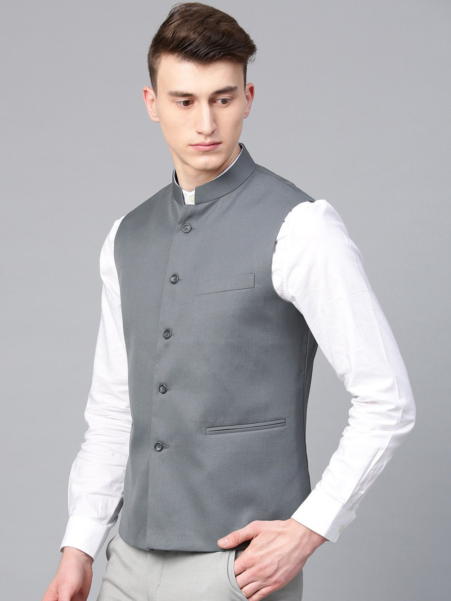 ManQ Grey Sleeveless Waistcoat