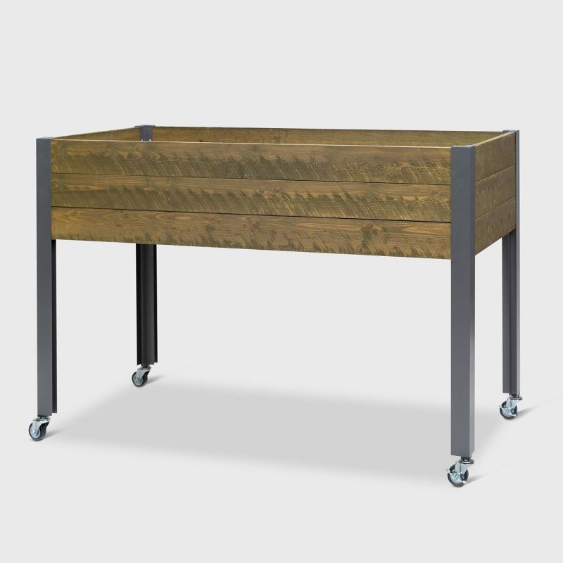 32" Rectangular Elevated Spruce Wooden Planter Brown - CedarCraft