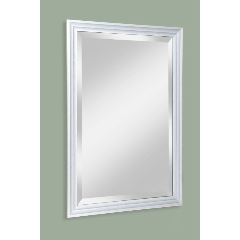 24" X 36" Meadow Framed Beveled Glass Wall Mirror Whitewash - Alpine Art & Mirror