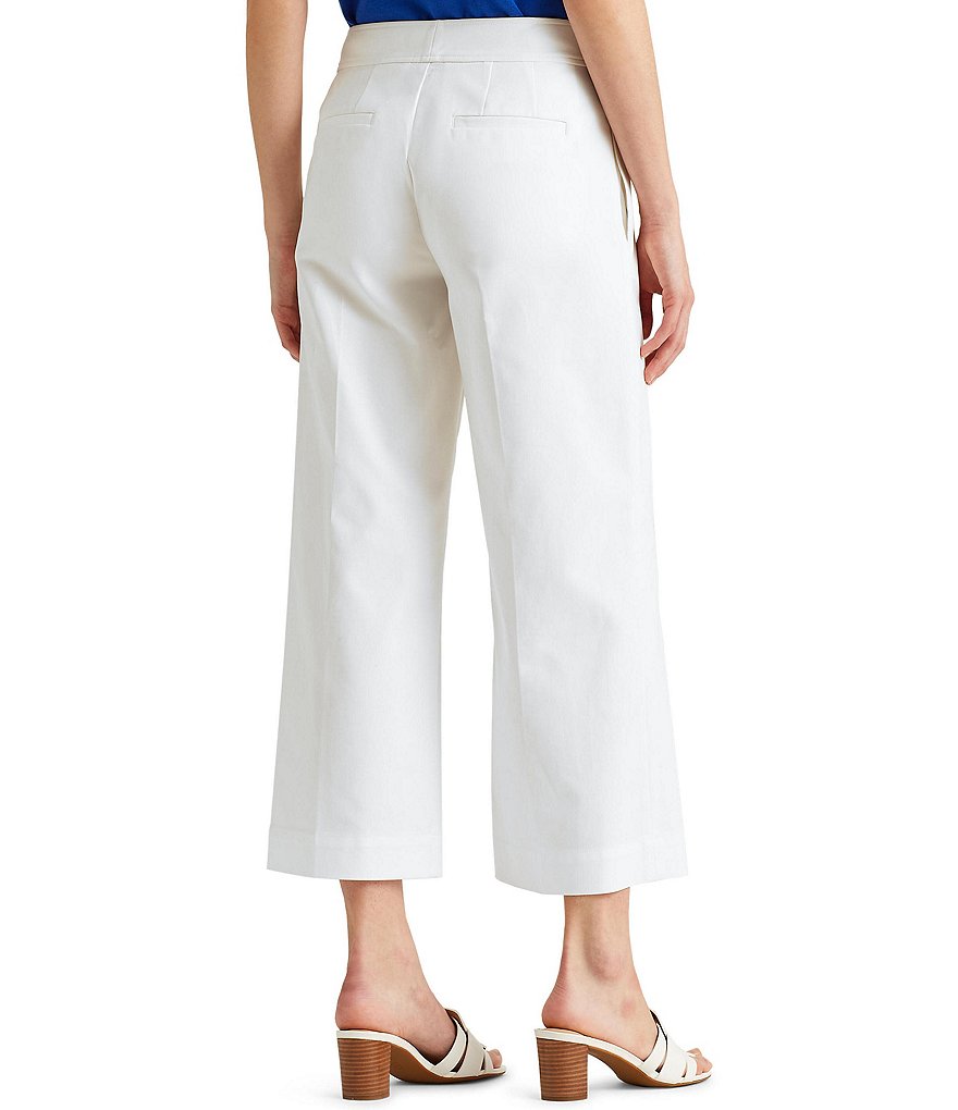 Lauren Ralph Lauren Petite Size Double-Face Cotton-Blend Wide Leg Cropped Pants