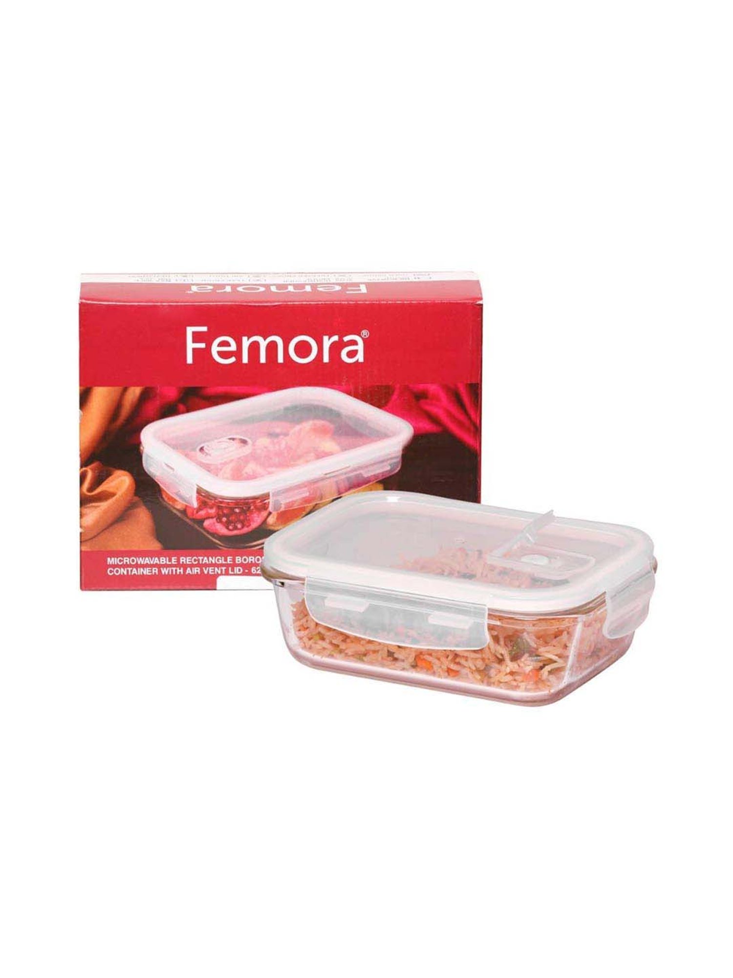 Femora Transparent Borosilicate Glass Containers with Lid (1000 ml) - Set of 3