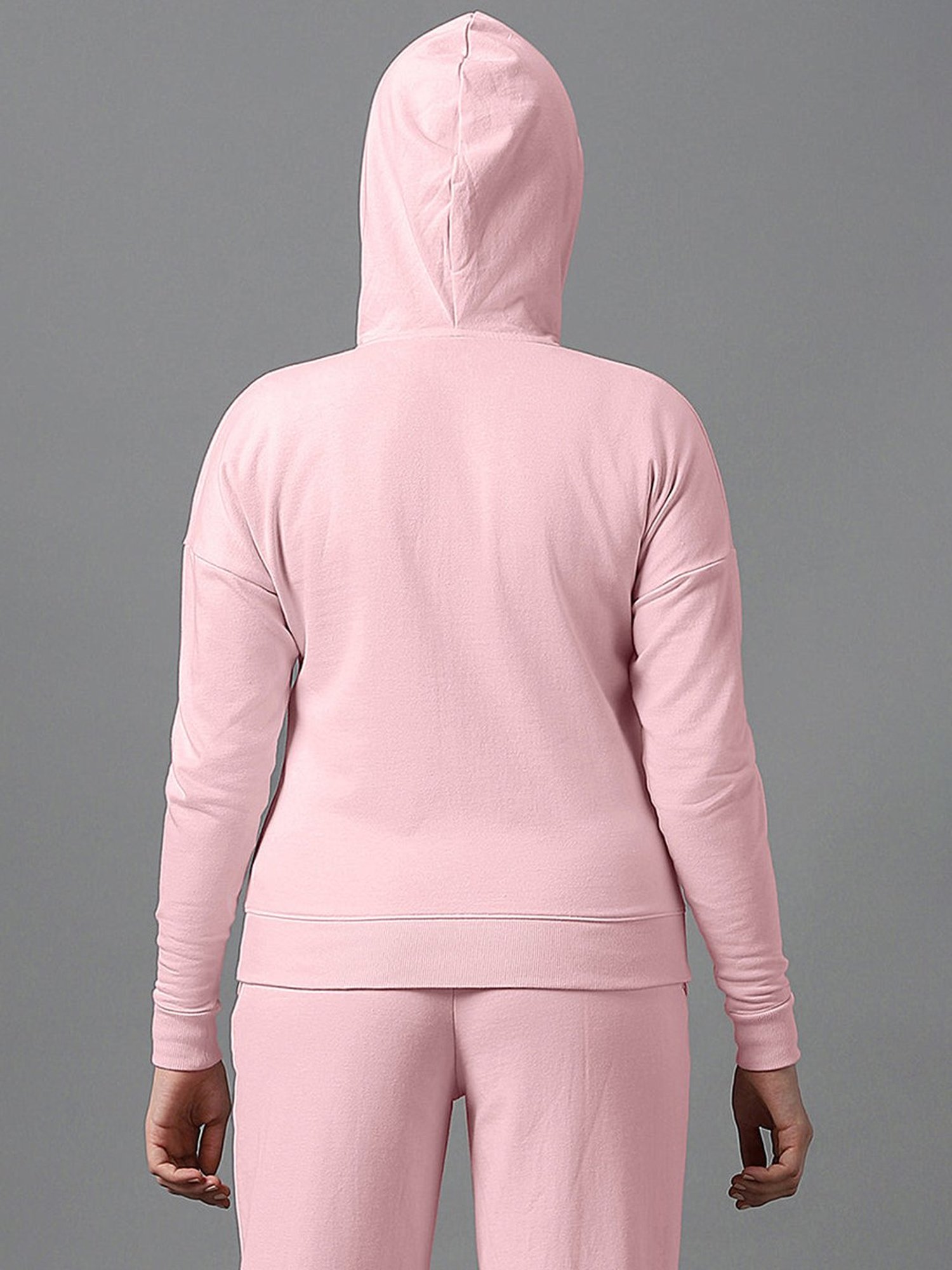 Amante Rose Pink Cotton Sports Hoodie