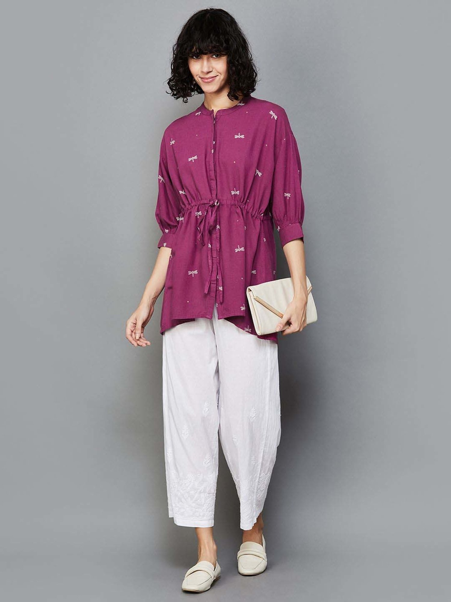 Colour Me by Melange Purple Embroidered Tunic