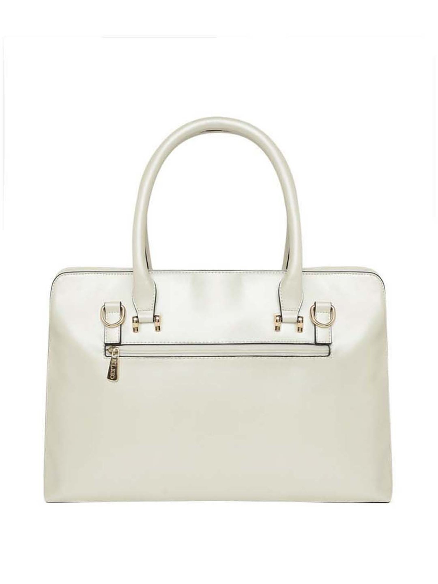 KLEIO Faux Leather White Medium Laptop Messenger Bag