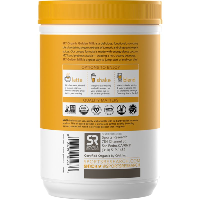 Sports Research Golden Milk with Turmeric & Ginger, 10.6 oz (300 g), Greens and Superfood Supplements