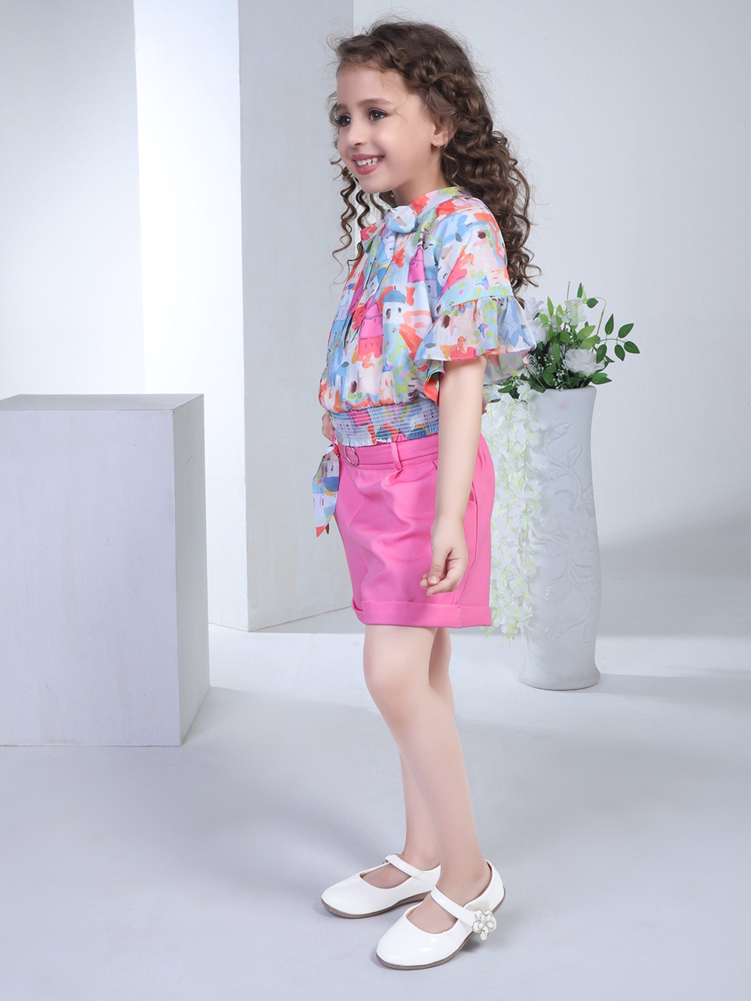 Peppermint Kids Multicolor Printed Top with Shorts