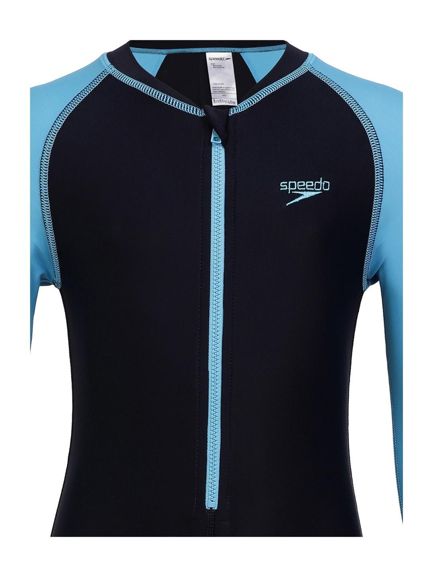 Speedo Kids Navy Color Block Full Sleeves Swimsuit