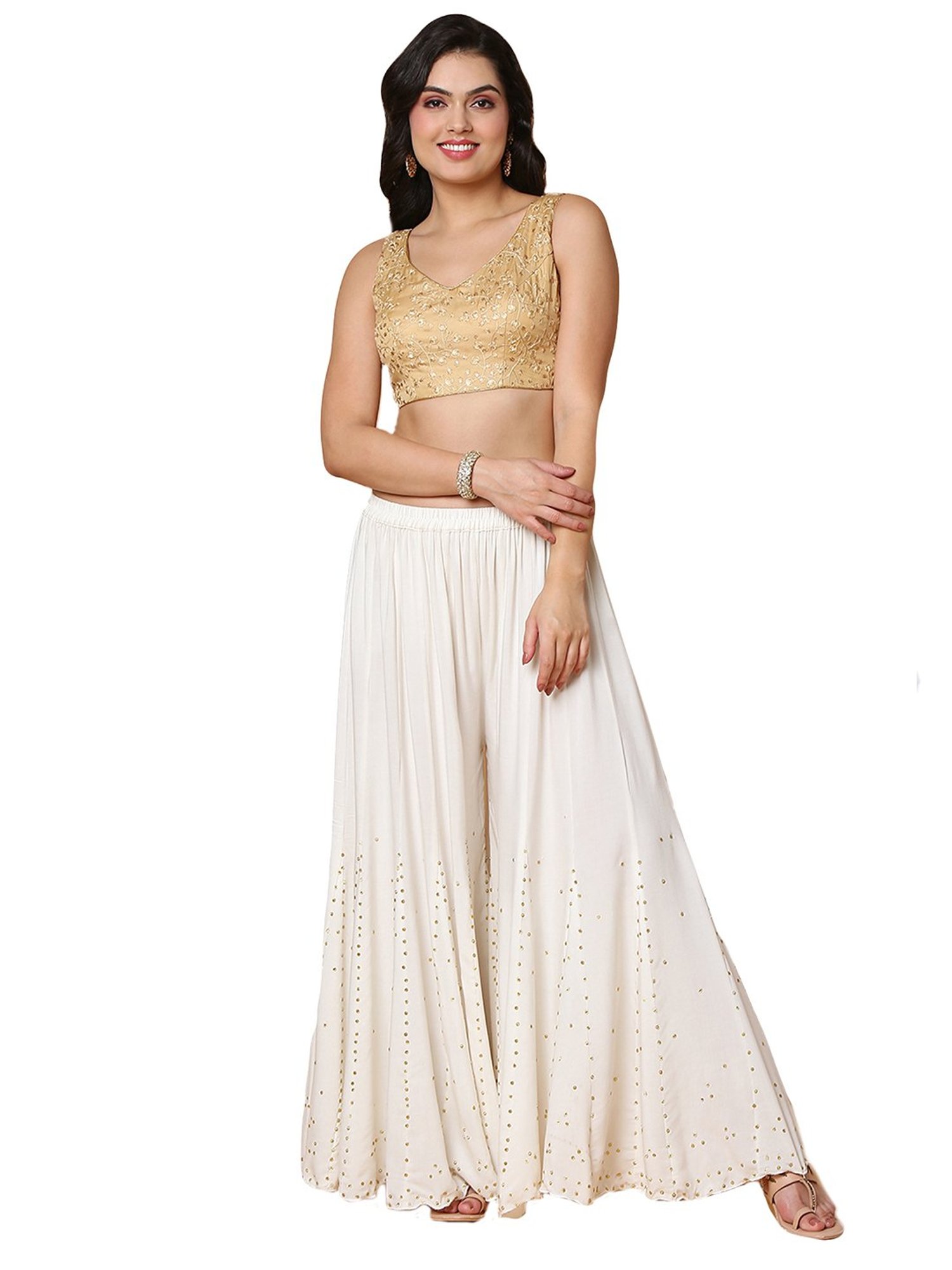 Salwar Studio Gold Embroidered Readymade Blouse